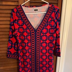 Woman's Mud Pie Tunic Top Red and Blue